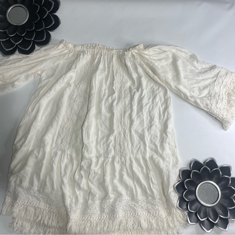 vintage miss june paris boho chic fringe off shoulder fringe top